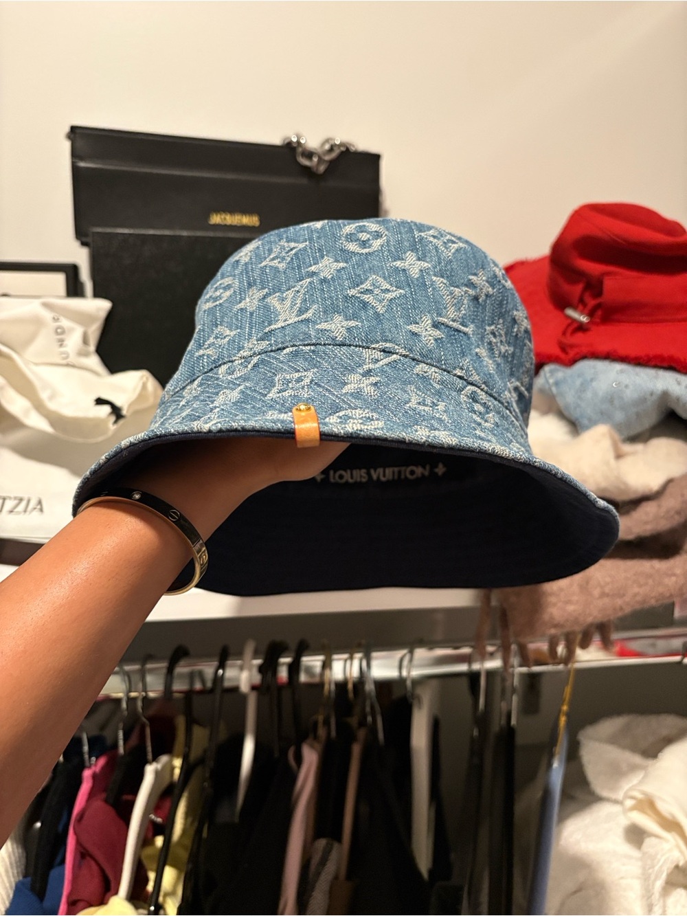 Louis Vuitton Denim Monogram Bucket Hat - Blue with box!